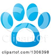 Poster, Art Print Of Gradient Blue And White Dog Paw Print