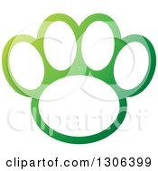 Poster, Art Print Of Gradient Green And White Dog Paw Print