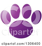 Poster, Art Print Of Gradient Purple Dog Paw Print