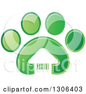 White House In A Gradient Green Dog Paw Print