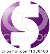 Poster, Art Print Of White Usd Dollar Currency Symbol On A Gradient Purple Circle