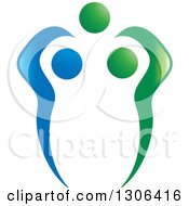 Clipart Of A Blue And Green Abstract Person Tooth Design Royalty Free Vector Illustration
