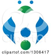 Clipart Of A Blue And Green Abstract Bird Tooth Design Royalty Free Vector Illustration
