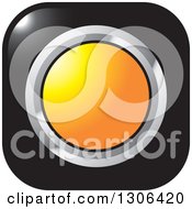 Poster, Art Print Of Shiny Black Square Button Icon With A Chrome And Orange Circle