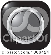 Poster, Art Print Of Shiny Black Square Button Icon With A Chrome And Gray Circle