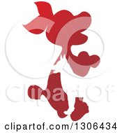Poster, Art Print Of Silhouetted Gradient Red And White Puppy And Grown Dog Design