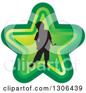 Poster, Art Print Of Black Silhouetted Boy In A Green Star