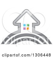 Clipart Of A Silver House With Colorful Windows On An Arch Royalty Free Vector Illustration by Lal Perera