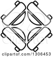 Clipart Of A Black And White Outline Circle Of Cars Logo Royalty Free Vector Illustration