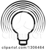 Clipart Of A Black And White Light Bulb And Arches Royalty Free Vector Illustration