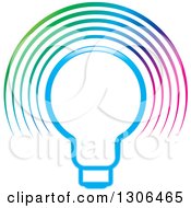 Poster, Art Print Of Gradient Blue Light Bulb And Colorful Glow Arches
