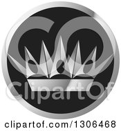 Poster, Art Print Of Silver Crown In A Black And Chrome Circle