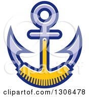 Clipart Of A Purple And Yellow Anchor And Brush Royalty Free Vector Illustration by Lal Perera