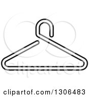 Clipart Of A Black And White Outline Hanger Icon Royalty Free Vector Illustration
