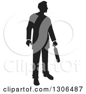 Poster, Art Print Of Black Silhouetted Businessman Wiht A Briefcase