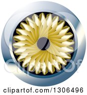 Clipart Of A Shiny Round Silver And Gold Propeller Icon Royalty Free Vector Illustration by Lal Perera