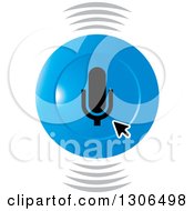 Clipart Of A Computer Arrow Cursor Over A Blue Microphone Audio Icon Royalty Free Vector Illustration by Lal Perera