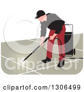 Poster, Art Print Of Pressure Washer Worker Man In A Red And Black Uniform