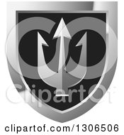 Poster, Art Print Of Black And Silver Shield With A Trident