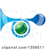 Poster, Art Print Of Blue Horn And A Green Circle