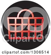 Poster, Art Print Of Round Black And Red Shopping Basket Icon