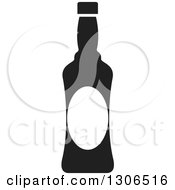 Clipart Of A Black And White Skinny Wine Bottle Royalty Free Vector Illustration