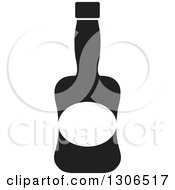 Clipart Of A Black And White Wine Bottle Royalty Free Vector Illustration