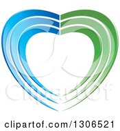 Poster, Art Print Of Green And Blue Heart