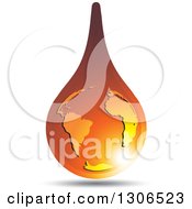 Clipart Of A Shiny Amber Colored Drop With Earth Royalty Free Vector Illustration by Lal Perera