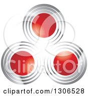 Poster, Art Print Of Design Of Red Circles With Silver