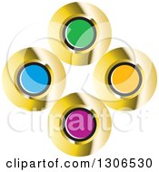 Poster, Art Print Of Colorful Abstract Design Of Gold And Color Circles