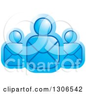 Clipart Of A Blue Icon Of Email Envelope People Royalty Free Vector Illustration