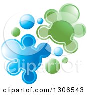 Poster, Art Print Of Blue And Green People Shaped Splatters