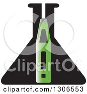 Clipart Of A Black And Green Laboratory Flask Royalty Free Vector Illustration