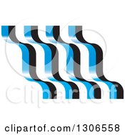 Clipart Of Shiny Blue And Black Waves Royalty Free Vector Illustration