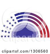 Poster, Art Print Of Purple Sunset Wiht Gradient Stars And Stripes