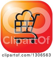 Poster, Art Print Of Gradient Orange Sunset Square Icon With A Cloud Shopping Cart