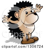 Poster, Art Print Of Cartoon Welcoming Hedgehog Facing Right With Open Arms