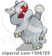 Poster, Art Print Of Cartoon Hippo Laughing Or Falling Backwards
