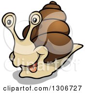 Clipart Of A Cartoon Excited Snail Royalty Free Vector Illustration
