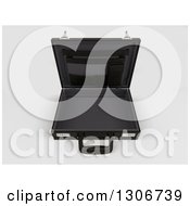 Clipart Of A 3d Open Black Professional Briefcase On Shaded White Royalty Free Illustration