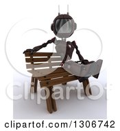 Poster, Art Print Of 3d Red Android Robot Sitting On A Park Bench