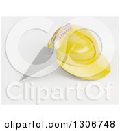 Clipart Of A 3d Mason Trowel And Yellow Hard Hat On Shaded White Royalty Free Illustration
