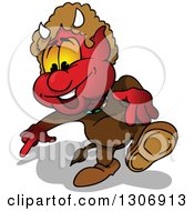 Poster, Art Print Of Cartoon Red Devil Walking And Pointing Down