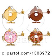 Poster, Art Print Of Cartoon Happy Round Donut Characters Winking And Giving Thumbs Up