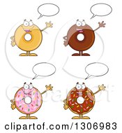 Cartoon Happy Round Donut Characters Waving And Talking