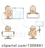 Poster, Art Print Of Cartoon Happy Peanut Characters With Blank Signs