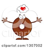 Cartoon Loving Round Chocolate Donut Character Welcoming