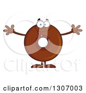 Cartoon Happy Round Chocolate Donut Character Welcoming