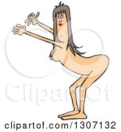 Cartoon Naked Brunette White Woman Bending Over With Her Arms Out